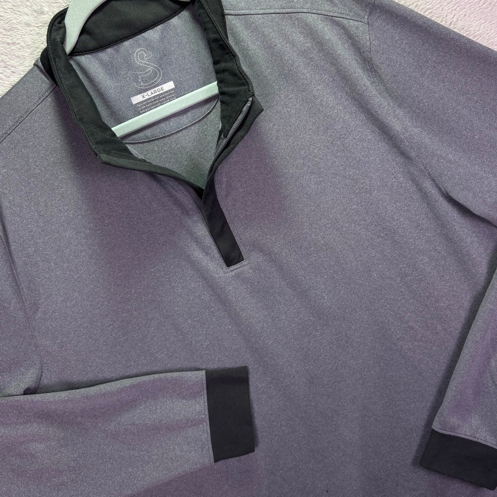 Swannies Mens Pullover XL Gray Black Quarter Snap Golf Performance‎ Sweatshirt
